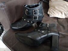 Women’s Harley Davidson High Heeled Bridget Boots Black Leather Biker SZ 4-5. 
