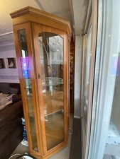 3 mirrored walled  oak effect veneer corner display cabinet 