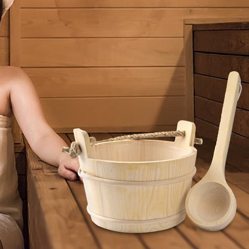 Wooden sauna barrel and ladle - wooden,