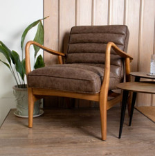 BROWN ARMCHAIR FAUX LEATHER