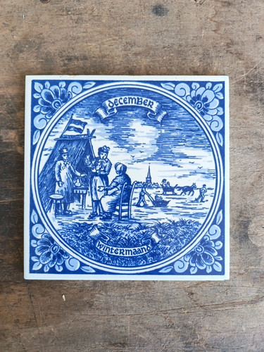 Vintage delft blauw december - delft,