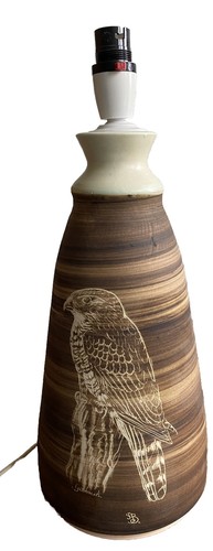 Pottery lamp base goshawk - pottery,