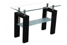 Black Gloss & Glass Console Table W110cm x D40cm x H68.5cm FORD