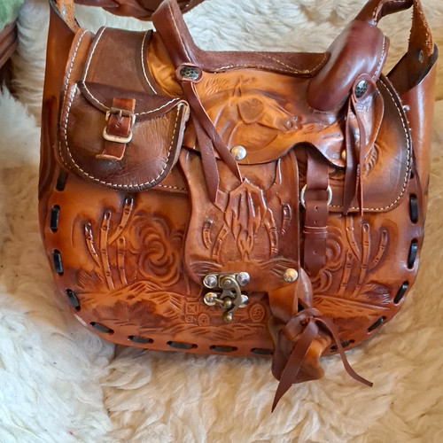 Tooled leather western horse - tooled,