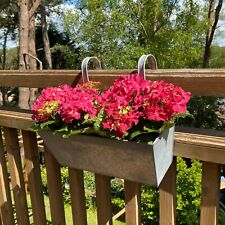 2 x Balcony Planters for Railings Hanging Planters Metal Garden Galvanised