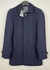 Austin Reed Navy Overcoat Medium 40" Chest Wool Blend Covert Coat Formal 7781