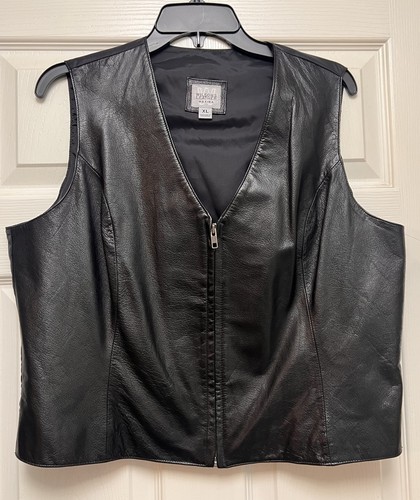 Vintage black leather lined - leather,