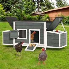Meowloday Chicken Coop Wooden Rabbit Hutch Poultry House Cage Nesting Boxes