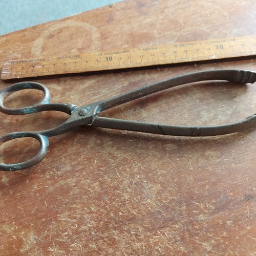 Vintage copper fire tongs - ,