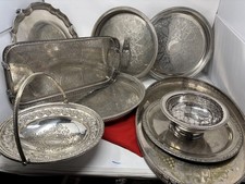 7xSilver Plated Assorted trays,rose bowl and embossed basket various makes 8.5kg