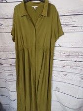 LADIES H&M OLIVE GREEN MIDI BUTTON DOWN DRESS SIZE XL
