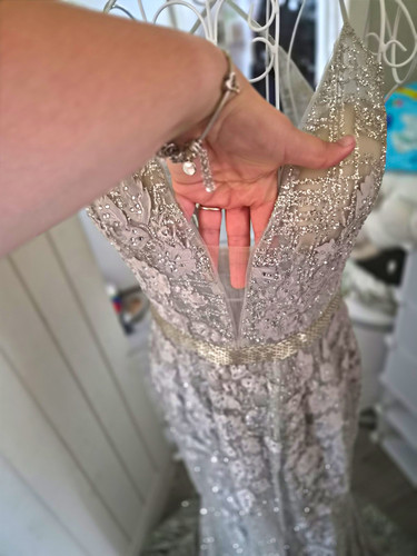 Jovani silver beaded lace - jovani,