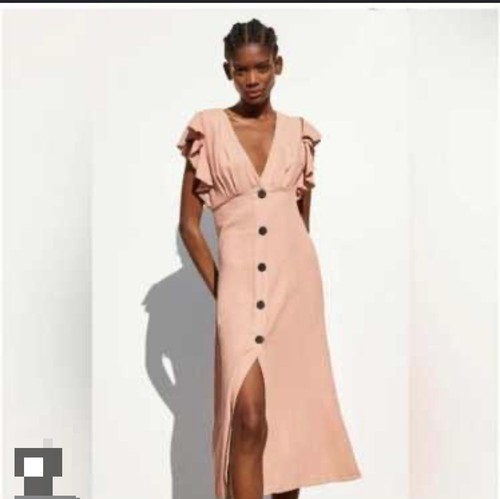 Zara pink neck button front - neck,