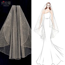 Fairy Bling Star Bridal Veil Sparkling Tulle Fingertip Wedding Veil with Comb