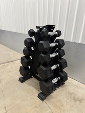 1–5kg Hex Dumbbell Set 5 Pairs with Mini Vertical Rack Stand Home Gym Weights