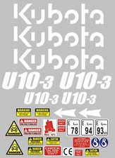 Decal Sticker set. KUBOTA U10-3 Mini Digger Pelle Bagger Excavator