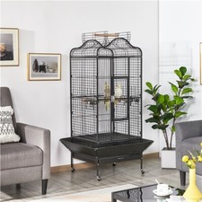 Large Metal Bird Cage Open Playtop for African Grey Parrot Cockatiels w/Stand