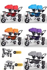 Multifunction Twin Children Tricycle Foldable Baby Stroller Swivel Seat Black