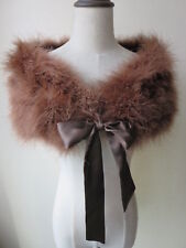 Real Ostrich Feather Fur Shrug Cape Bride Wedding Party Shawl Wraps Dark brown