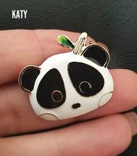 Cute Panda Bear Head Gold Tone