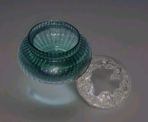 Vintage green glass potpourri - vintage,