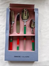 new boxed ZARA home 4 piece collagerie cutlery set - BNIB red & green