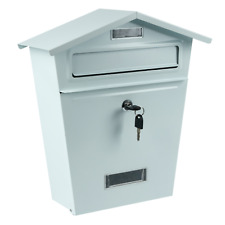 NEW LARGE STEEL POST BOX POSTBOX LOCKABLE OUTSIDE LETTER MAIL WALL MOUNTED KEYS