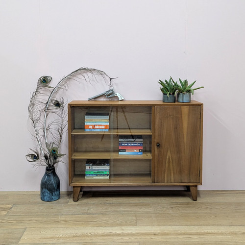 Vintage 1950s glazed bookcase - vintage,