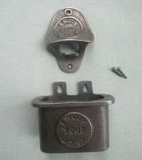 Wall Mounted Cast Iron Rustic Soda Bottle Opener Bottle Cap Catcher 