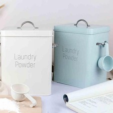 Portable Laundry Powder Storage Tin Jar Boxes Metal Box Container With Scoop