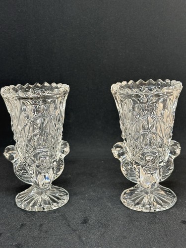 Pair vintage footed crystal - pair,