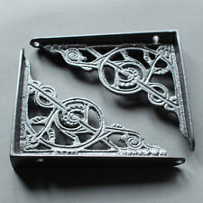 2 x PEWTER 5x4" SMALL ANTIQUE CAST IRON VICTORIAN WALL SHELF BRACKETS - BR02px2