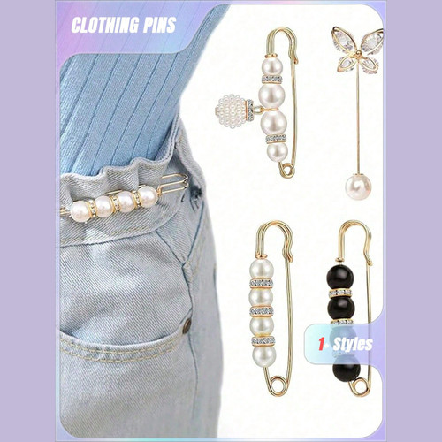 4pc pearl brooch buckle pin - buckle,