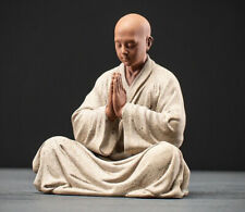 China Ceramic Sculpture Monk Statue Buddhism Figure Zen Porcelain Decoration