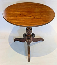 Antique Tilt Top Table Urn carved base, twist high relief column support 66cm