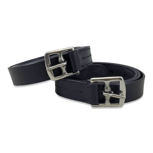 Leather stirrup leathers black - leather,