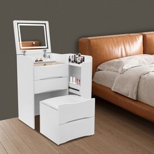 Vanity Desk Vanity Desk with Plip Top Mirror Compact Makeup Vanity w/3 Drawers