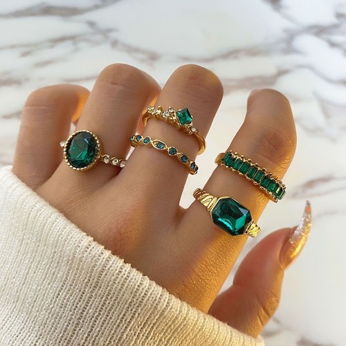Piece ring set emerald - 5,