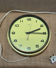 Vintage 22cm Metamec Wall Clock - Canary Yellow Retro Mid Century Kitchen Clock