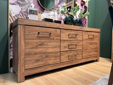 Extra Long Sideboard Cabinet 2m 200cm 3 Drawer Dresser Storage Oak Effect Gent