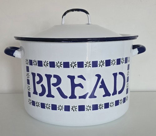Vintage enamel bread bin - vintage,