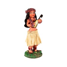 Dashboard Mini Hawaiian Hula Girl With Ukulele Wiggling Doll  4"  Maui Hawaii