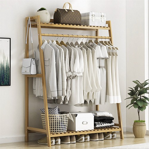 Open wardrobe wooden - wooden, clothes