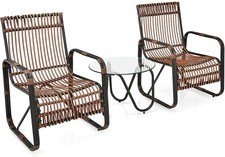 3 PCS Patio Rattan Wicker