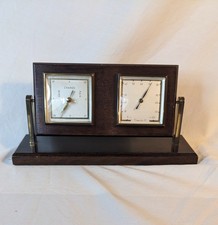 Vintage Wooden Thermometer And Barometer Desk Set Made In West Germany