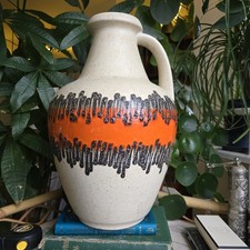 Vintage West German Bay Keramik Fat Lava Pottery Floor Vase Orange XLarge 42 Cm
