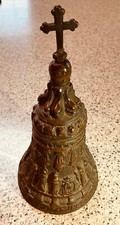 Medieval 16-17c. Bronze Church Bell Vessel w/ Figures & Ornaments Free Shipping