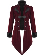 Devil Fashion Mens Jacket Coat Red Black Velvet Gothic Steampunk VTG Aristocrat