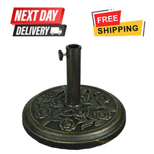 CAST IRON ROUND UMBRELLA PARASOL BASE STAND PATIO OUTDOOR GARDEN HEAVY 9KG