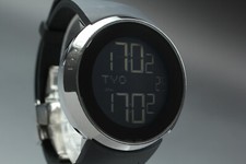 [NEAR MINT] GUCCI I-GUCCI 316L 114-2 45mm Black GG Rubber Digital Men's Watch